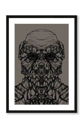 Alien creature, sketch, character idea for horror or game - digital painting.