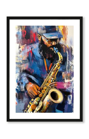 Jazz Saxophonist Immersed in Music, Alto Saxophone in Hand AI Generated
