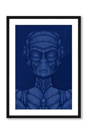 Alien creature, sketch - digital painting. The picture is painted by hand on a tablet.