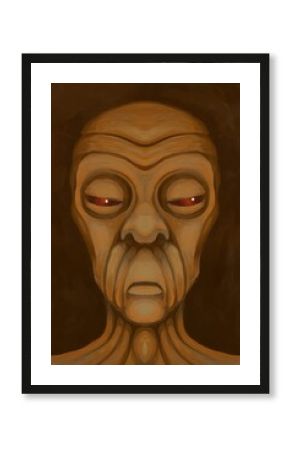 Alien creature, sketch - digital painting. The picture is painted by hand on a tablet.