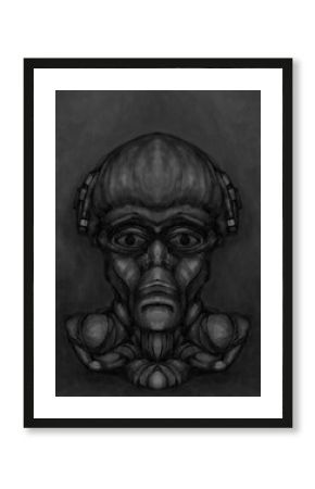 Alien creature, sketch, character idea for horror or game - digital painting. Painted on a tablet.