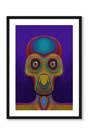 Alien creature, sketch - digital painting. The picture is painted by hand on a tablet.