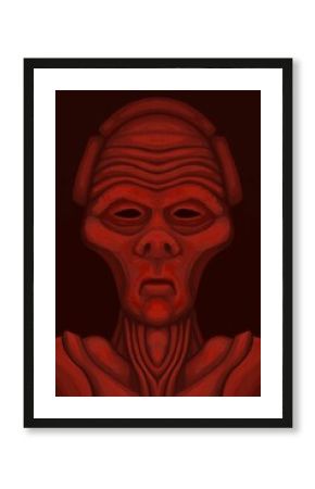 Alien creature, sketch - digital painting. The picture is painted by hand on a tablet.