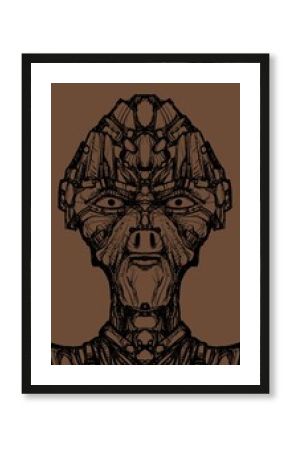 Alien creature, sketch, character idea for horror or game - digital painting.