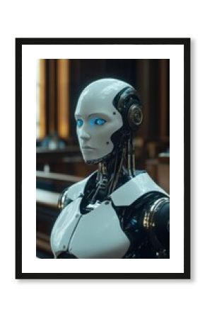 Robot humanoidalny z błękitnymi oczami