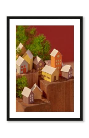 village with cute paper houses