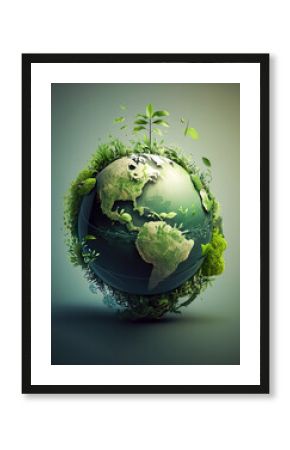 Protect and take care of your environment. Environment and Earth Day world day concept with globe. AI generated illustration.