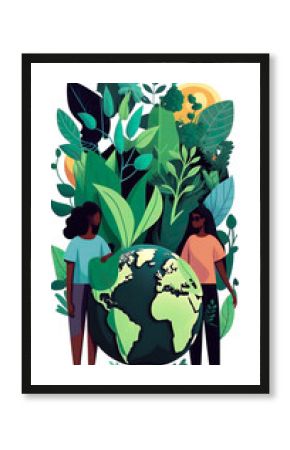 People save green Planet environment with global clean up, Earth Day, invest in our planet, mother earth protection concept, Earth Day celebration, Global clean-up campaign. Generative AI