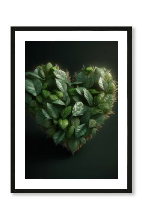 Illustration of stylized human heart made of plants and trees. Generative ai