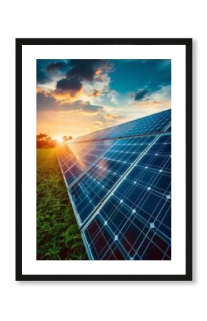 Photorealistic Solar energy panel in the field Generative AI