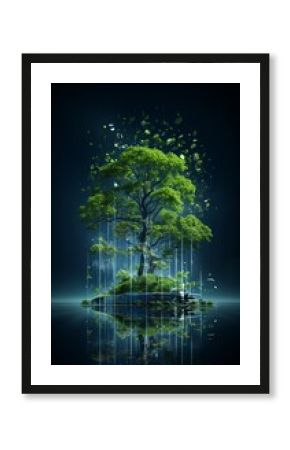 DNA Tape Around Tree. Biology, Nano Research, Science, DNA, plants, genetic tree. symbol, genus, vertical frame