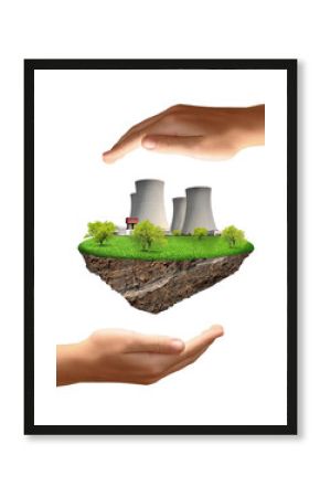 Little island with nuclear power plant