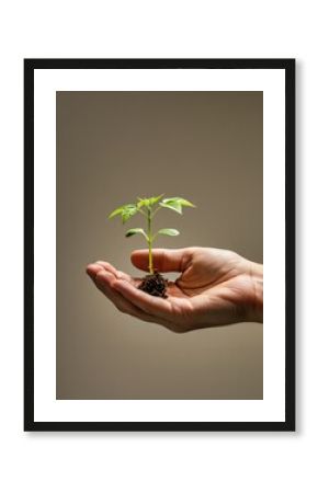 Planta joven en mano, crecimiento, naturaleza