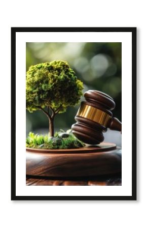 An ecological courtroom scene, symbolizing environmental protection