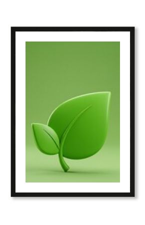 Serene Green Leaf: 3D Render, Soft Lighting