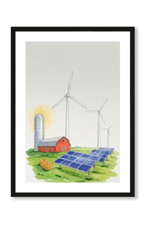 wind turbine and solar panels