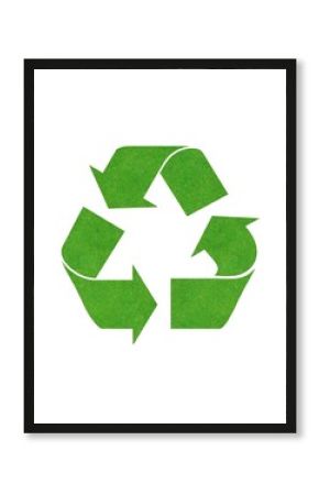 Green recycle symbol paper isolated on white background
