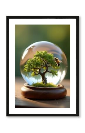 Tree in the middle of the ball with a bee