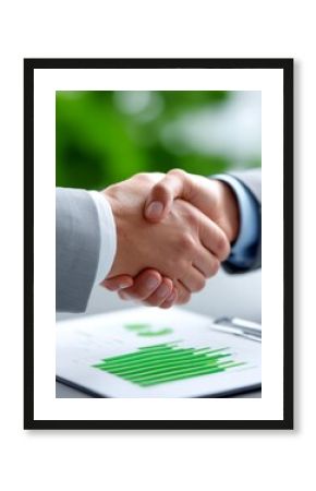 Person’s hand, Green Finance, Sustainable Development, Net Zero, Sustainable Business Partnership: Eco Finance Handshake with Green Deal Report