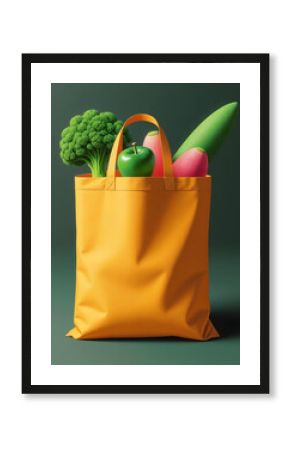 Recyclable bag for groceries blank mockup