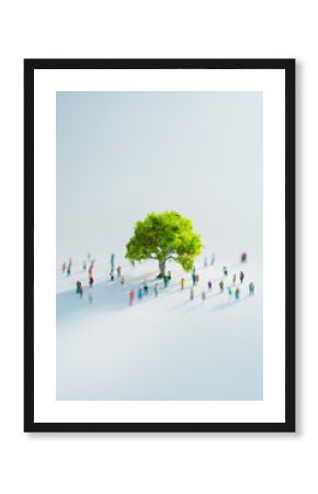 ミニチュアの木と人々、縦長サイズ