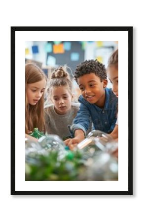A group of children learning about eco-friendly practices in a classroom
