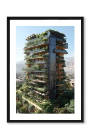 Verdant high-rise building with extensive landscaping.