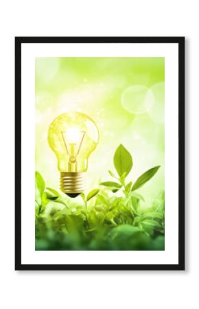 Bright light bulb illustration representing business growth and innovative ideas  -  