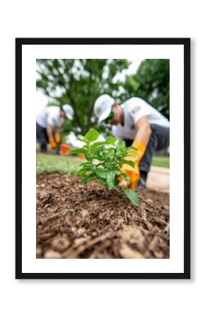Voluntarios recogen herramientas de jardinería en un proyecto comunitario para embellecer el entorno