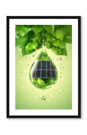 Water drop solar panel leaves nature