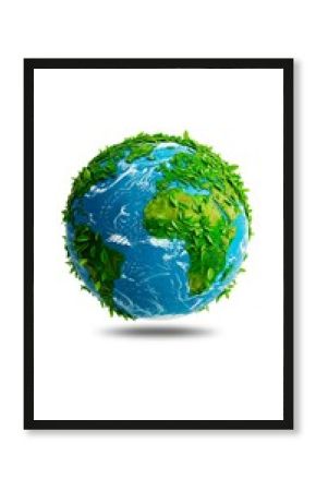 A green earth globe, a 3D sphere with grass, symbolizes global nature and environmental ecology