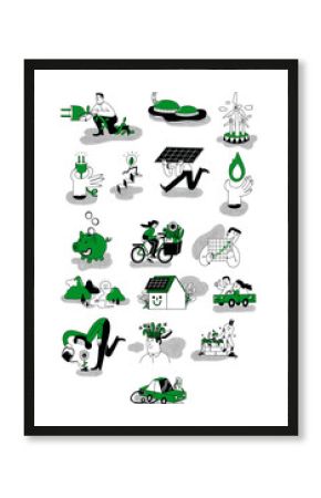 Set of illustrations dealing with renewable energy