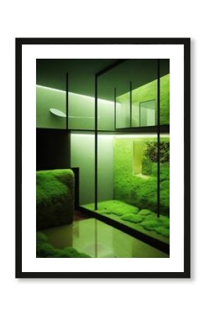 Spectacular eco-futuristic concept full with greenery, indoor green spaces in urban area.