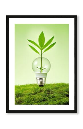 photography of a light bulb with a plant inside of it  - AI Generated