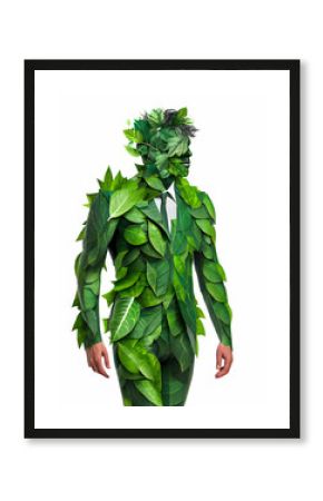 Man made of tree leaves