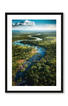 The Amazon's jungle landscape, from above. (Generative AI)