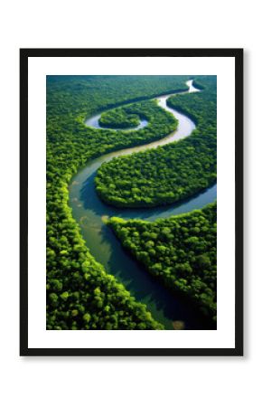 amazon river and jungle forest. aerial view. generative ai