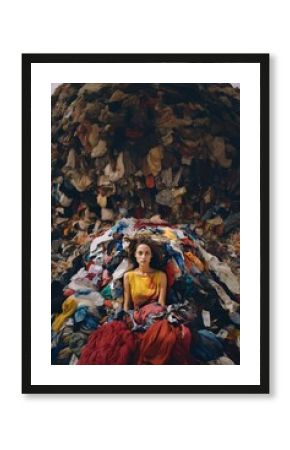 Fast Fashion Industry Waste, Big Pile Of Used Clothes, Recycle Culture, Ecology