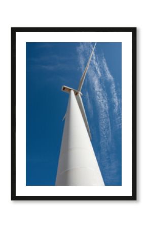 Wind turbines with blue sky background with clouds