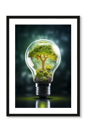 a bright idea for a renewable energy future. light bulb with green energy concept