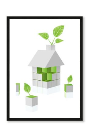 environmental green puzzle house built of ecology blocks