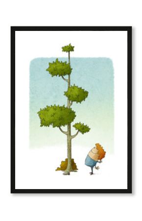child looks at how a tree grows