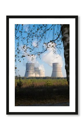 nuclear power station and smoke from the chimney