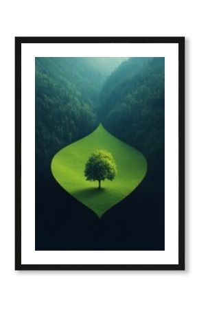 Single Tree in a Green Forest Clearing