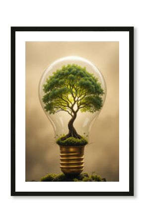 tree in a light bulb, creative thinking concept