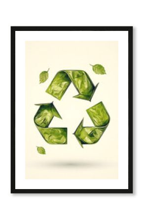 Green Recycle Symbol, Leaves, Light Background