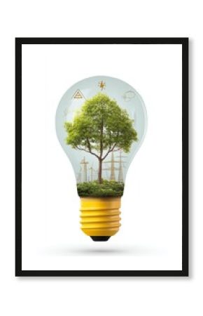 Innovative light bulb design symbolizes sustainable energy and nature