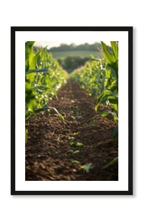 Young plant in the soil, useful for materials of rural farming and ecology.