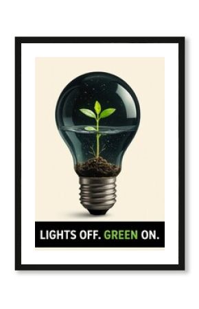 Light bulb with plant growing in it. Conceptual image of green energy
