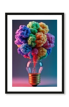 light bulb with colorful flower